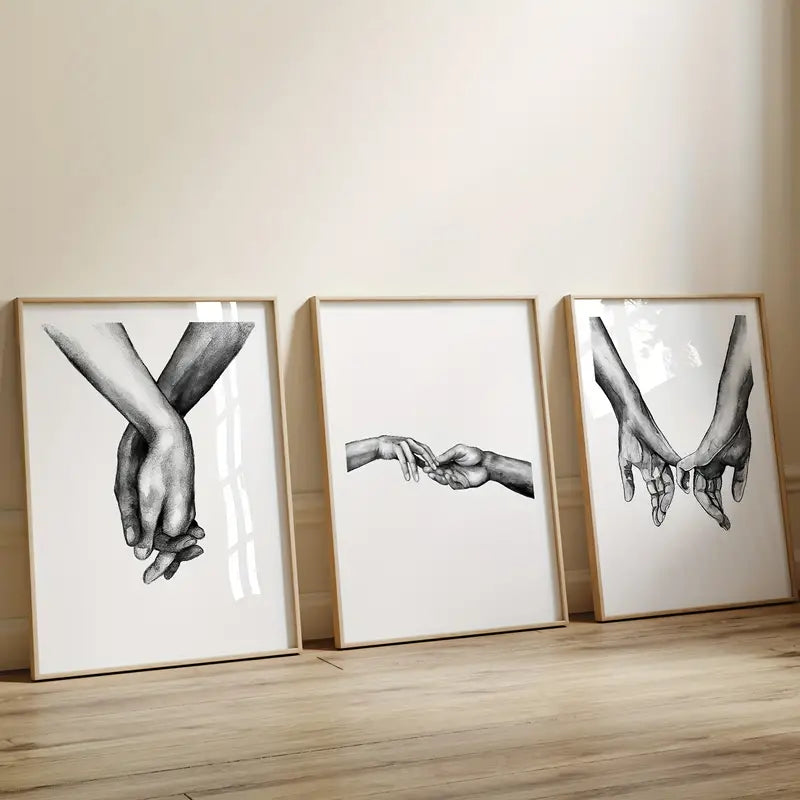 3 Pieces Nordic Style Sweet Love Wall Art Canvas Set