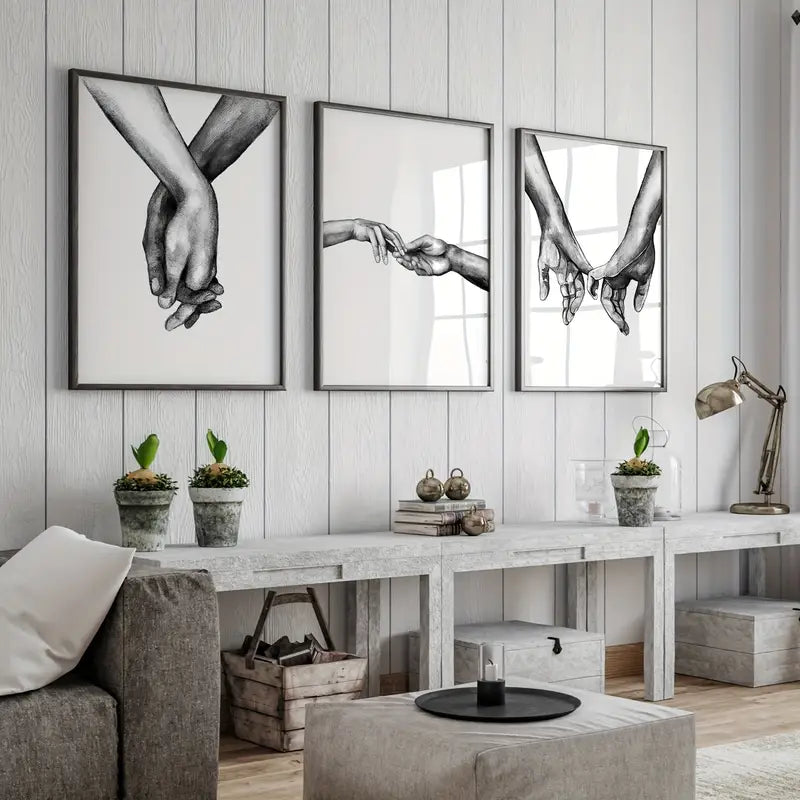 3 Pieces Nordic Style Sweet Love Wall Art Canvas Set