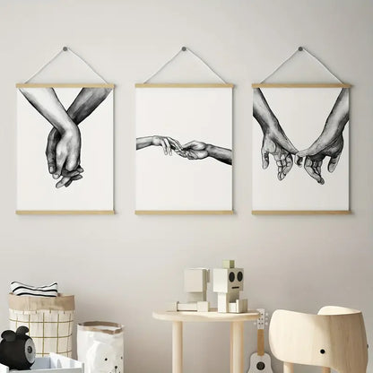 3 Pieces Nordic Style Sweet Love Wall Art Canvas Set