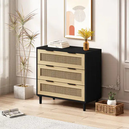 3 Rattan Storage Cabinet Rattan Drawers