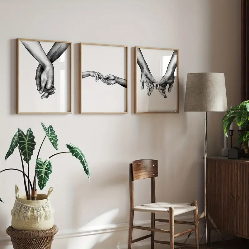 3 Pieces Nordic Style Sweet Love Wall Art Canvas Set