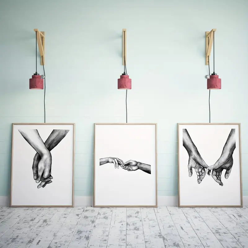 3 Pieces Nordic Style Sweet Love Wall Art Canvas Set