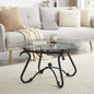 2 Piece Tempered Glass Surface Coffee Table Set